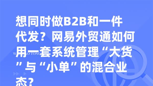 想同时做B2B和一件代发？网易外贸通如何用一套系统管理“大货”与“小单”的混合业态？