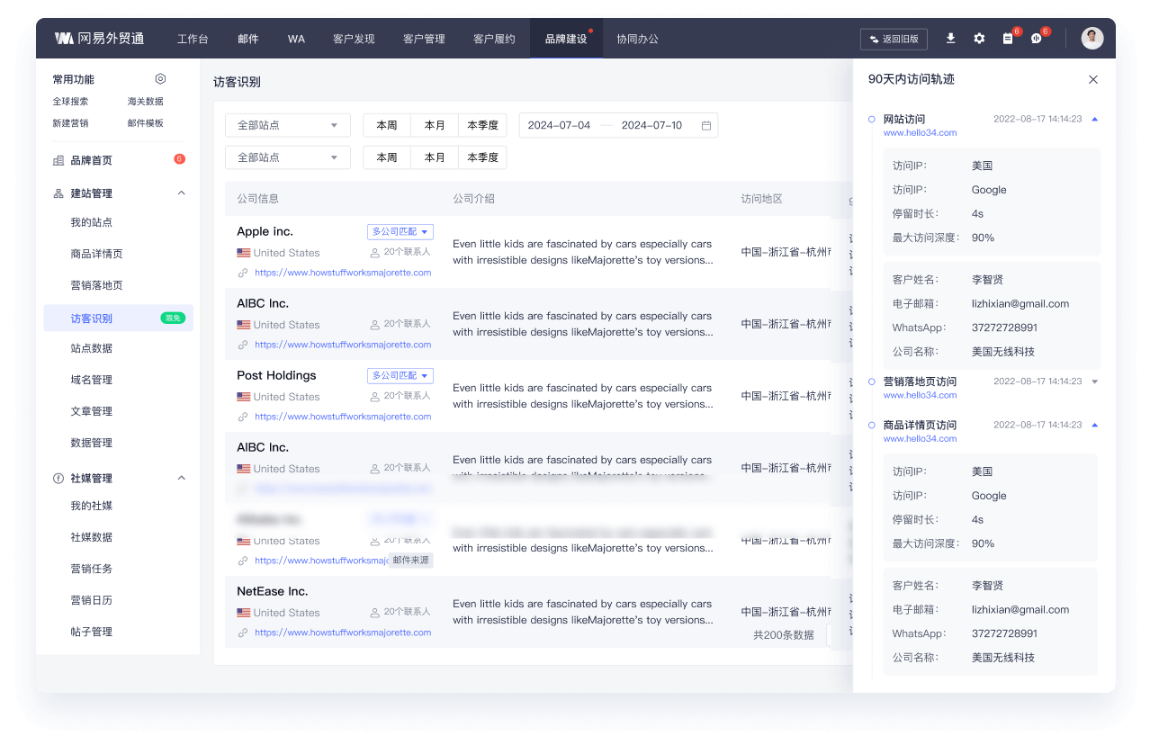 智能识别网站访客